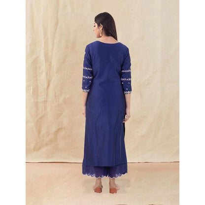 Priya Chaudhary Blue Embroidered Kurta and Palazzo with Dupatta (Set of 3)