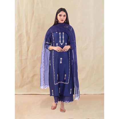 Priya Chaudhary Blue Embroidered Kurta and Palazzo (Set of 2)