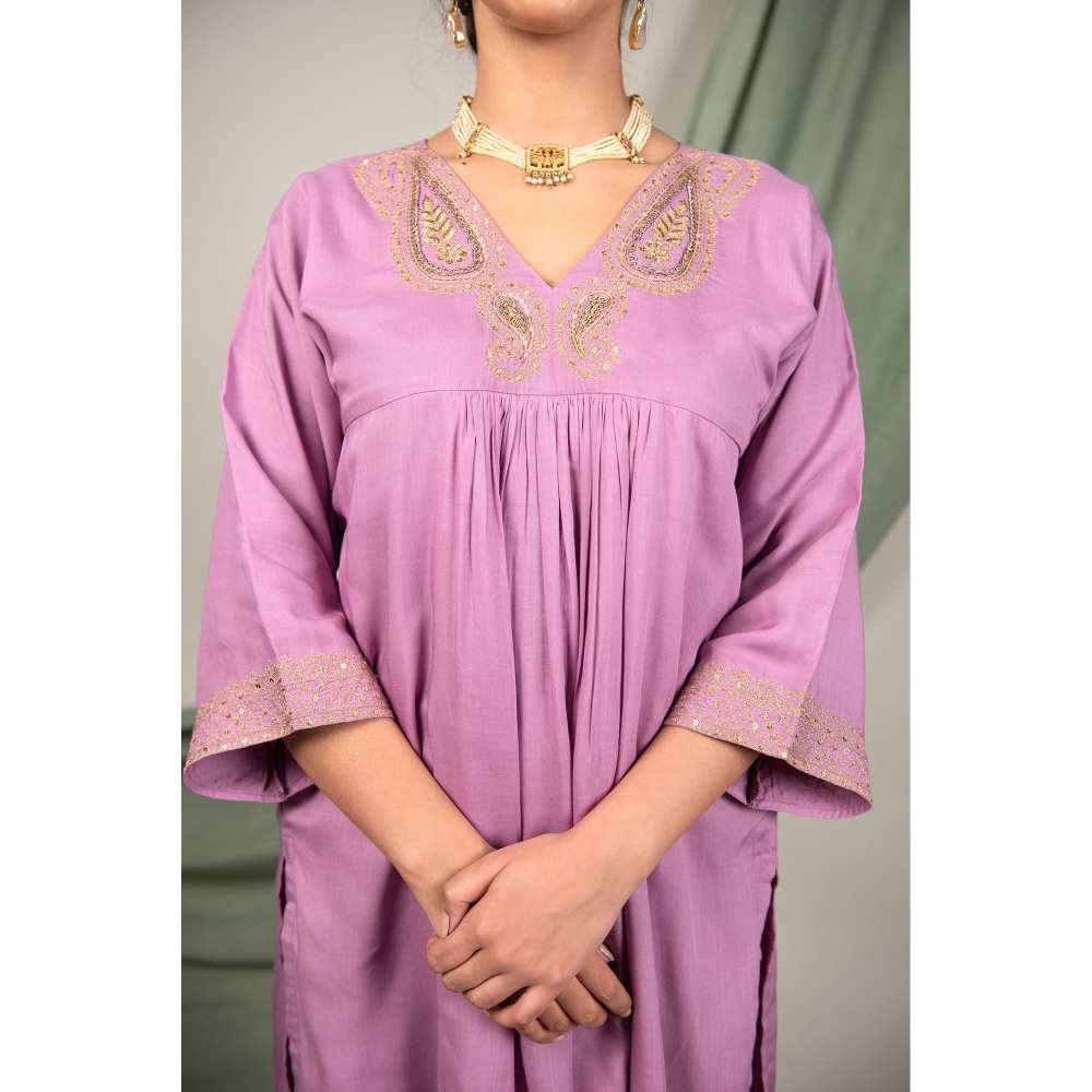 Priya Chaudhary Purple Sequined Kurta and Pant (Set of 2)