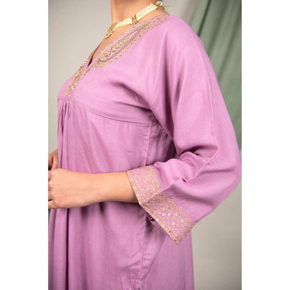 Priya Chaudhary Purple Sequined Kurta and Pant (Set of 2)