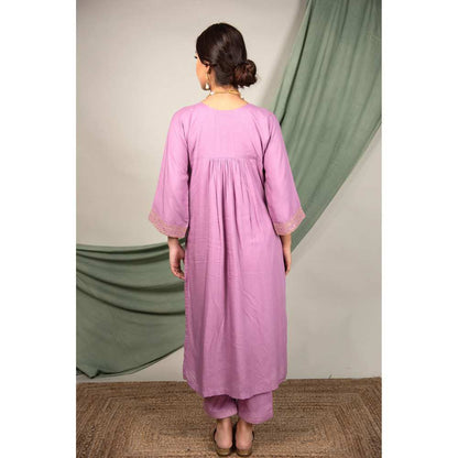 Priya Chaudhary Purple Sequined Kurta and Pant (Set of 2)