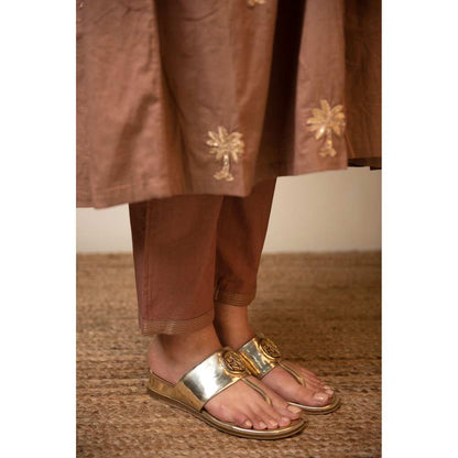 Priya Chaudhary Brown Embroidered Kurta and Pant with Dupatta (Set of 3)