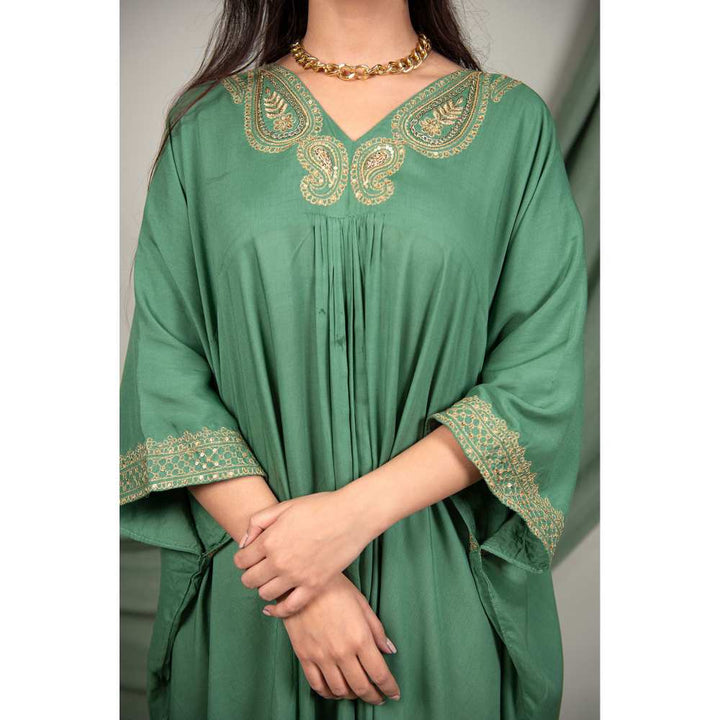 Priya Chaudhary Green Sequined Kaftan
