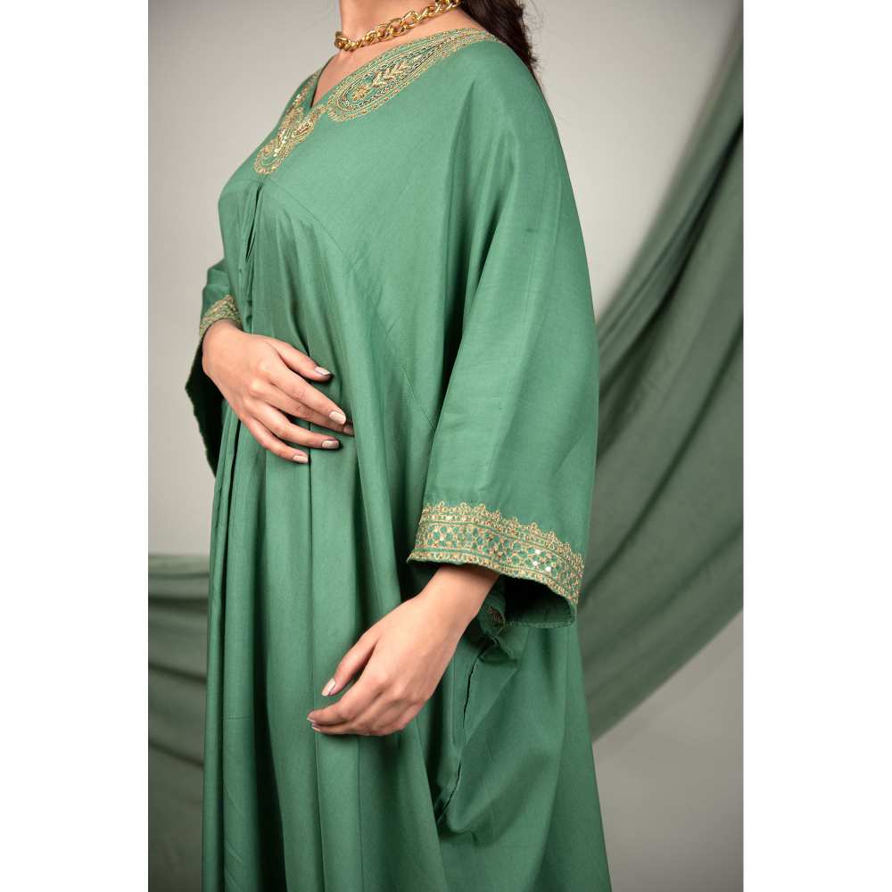 Priya Chaudhary Green Sequined Kaftan