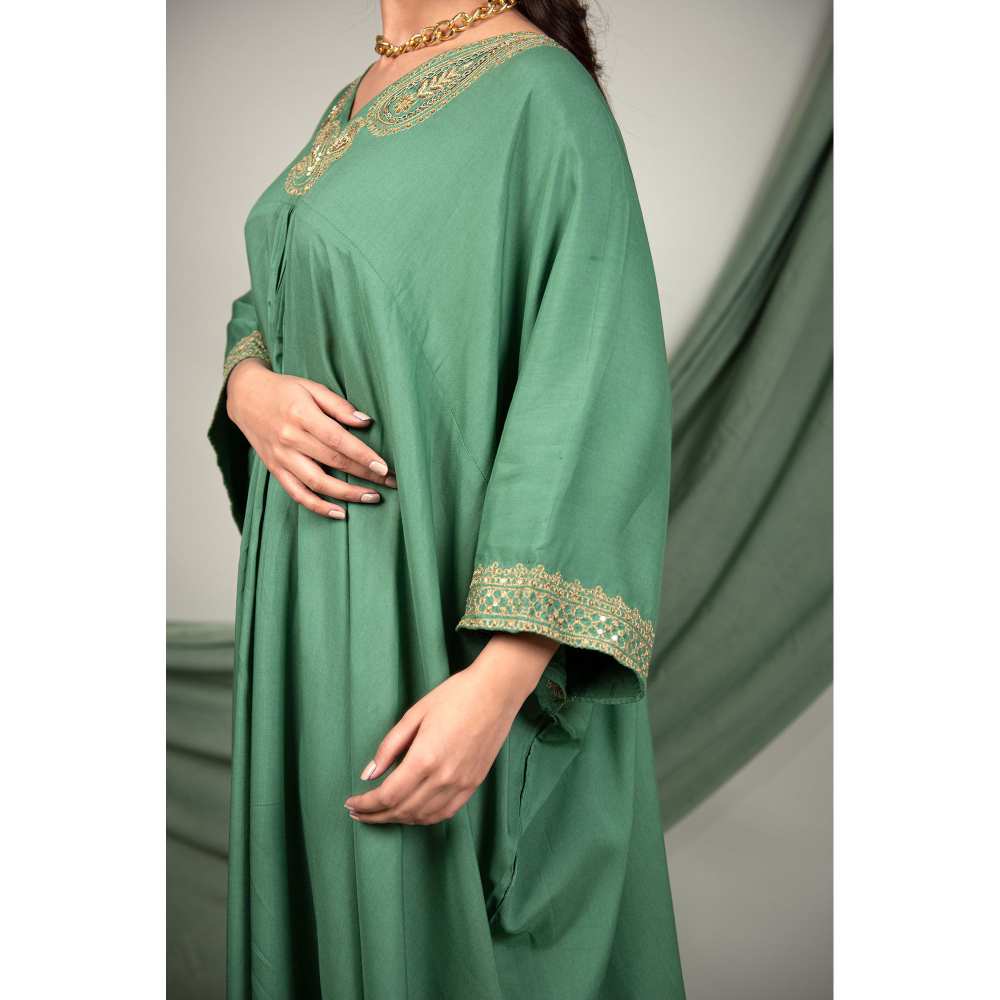 Priya Chaudhary Green Sequined Kaftan