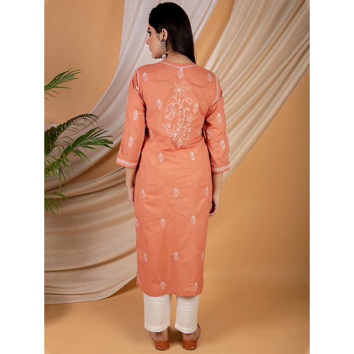 Priya Chaudhary Orange Embroidered Kurta and Pant (Set of 2)