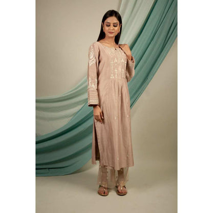 Priya Chaudhary Silver Brown Kurtas (Set of 3)