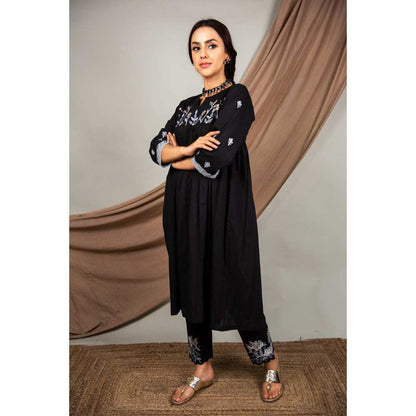 Priya Chaudhary Black Kurtas (Set of 2)