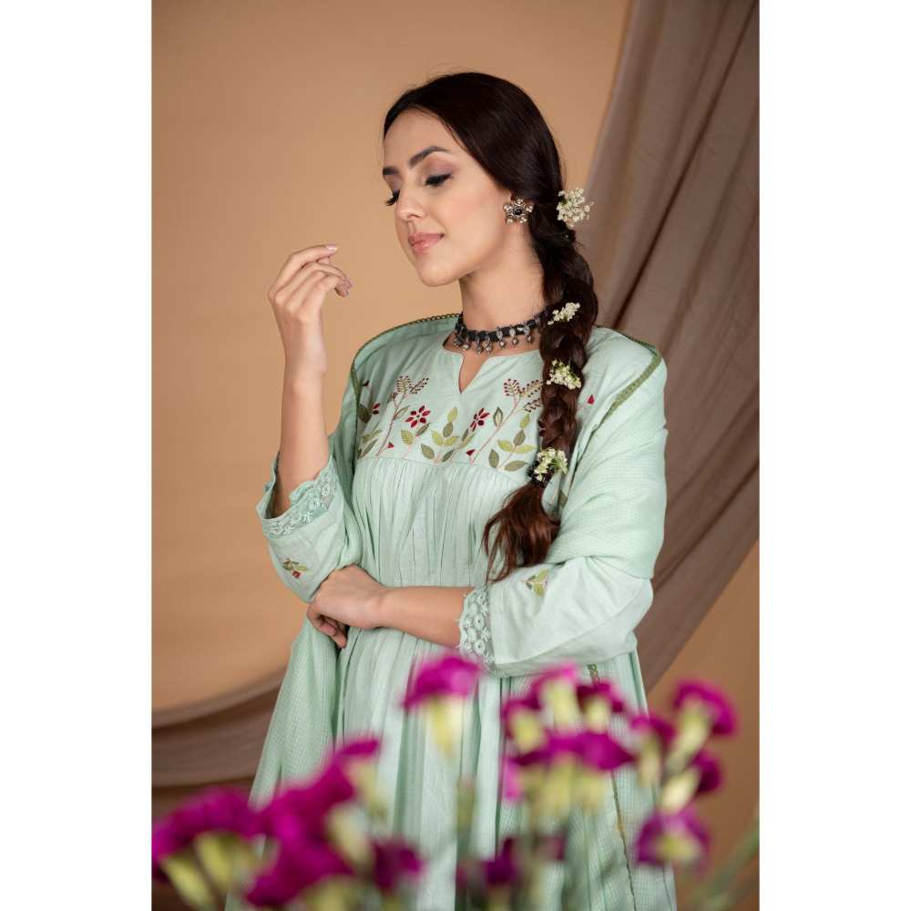 Priya Chaudhary Green Kurtas (Set of 2)