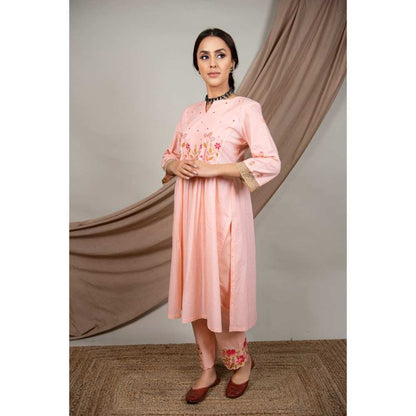 Priya Chaudhary Peach Kurtas (Set of 2)
