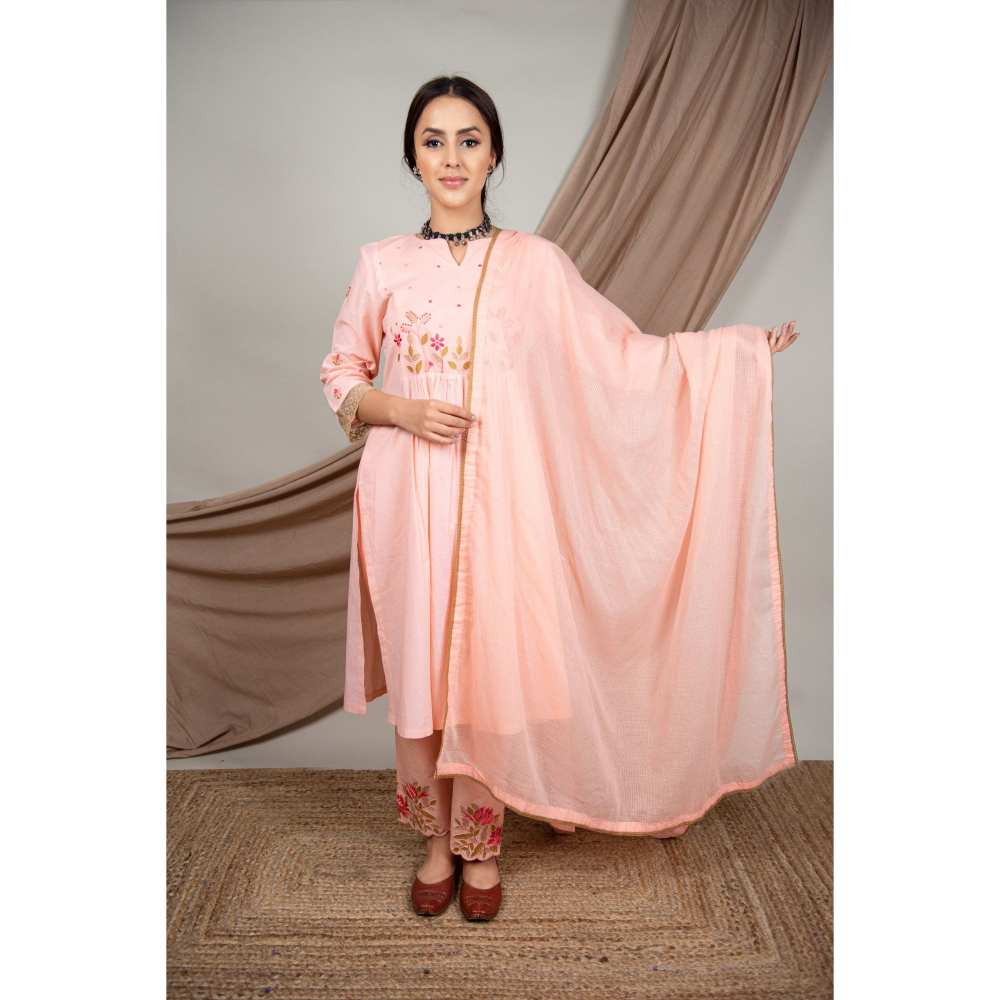 Priya Chaudhary Peach Kurtas (Set of 3)