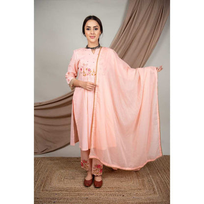Priya Chaudhary Peach Kurtas (Set of 3)