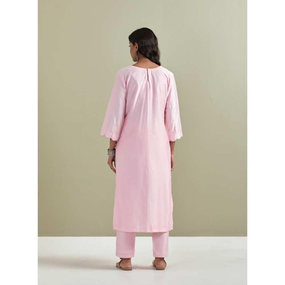 Priya Chaudhary Chanderi Embroidered Pink Kurta