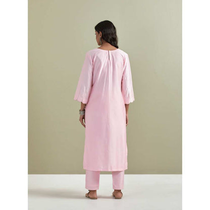 Priya Chaudhary Chanderi Embroidered Pink Kurta