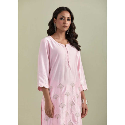 Priya Chaudhary Chanderi Embroidered Pink Kurta