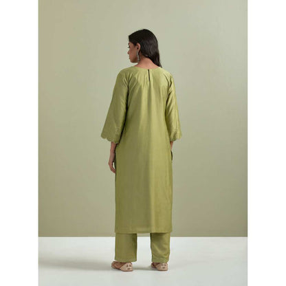 Priya Chaudhary Chanderi Embroidered Green Kurta