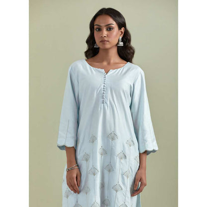 Priya Chaudhary Chanderi Embroidered Powder Blue Kurta