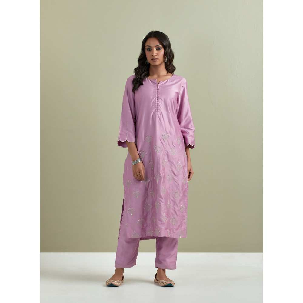 Priya Chaudhary Chanderi Embroidered Purple Kurta