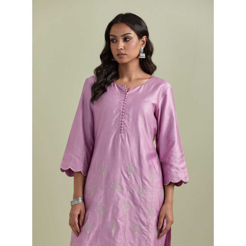 Priya Chaudhary Chanderi Embroidered Purple Kurta