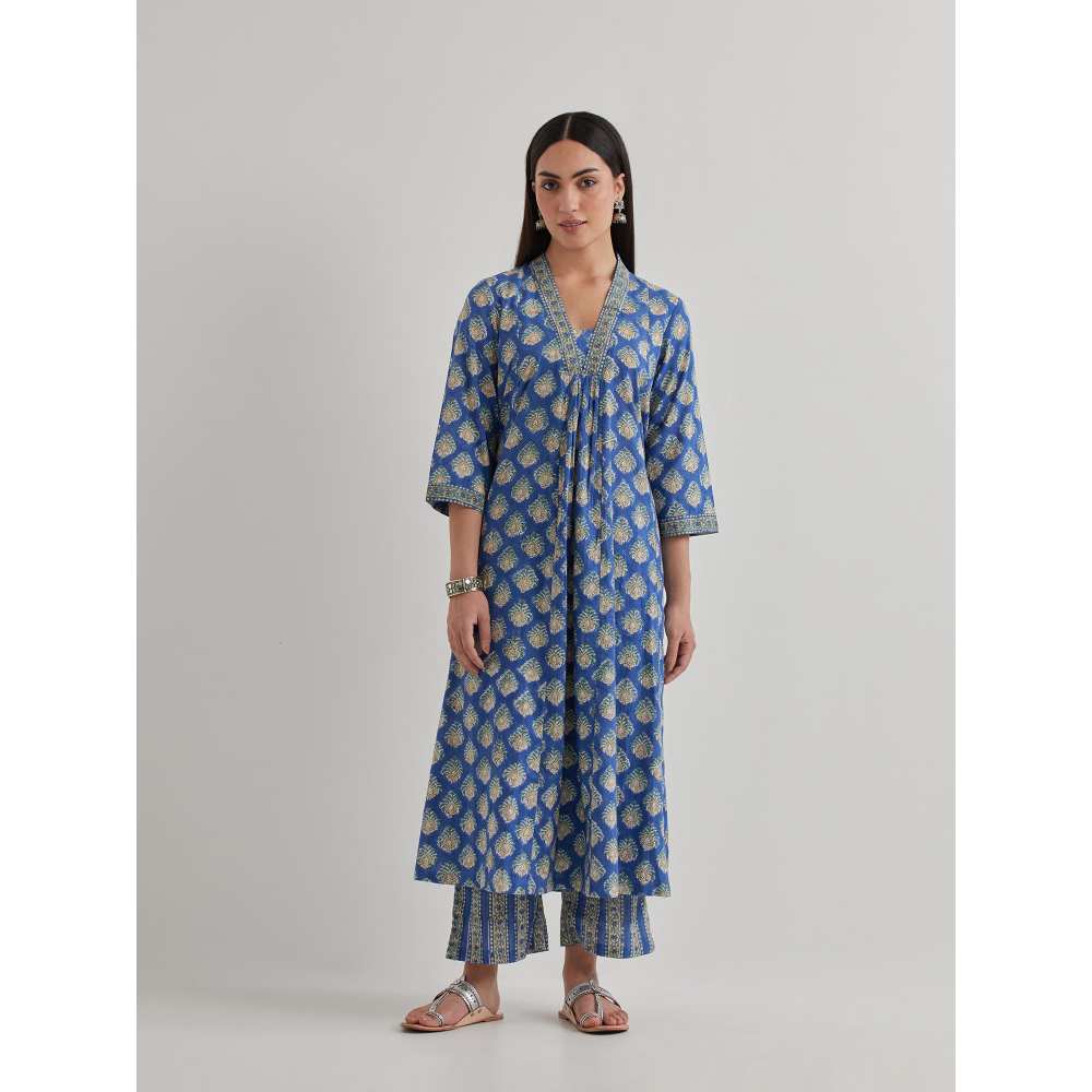 Priya Chaudhary Printed Navy Blue Kurtas