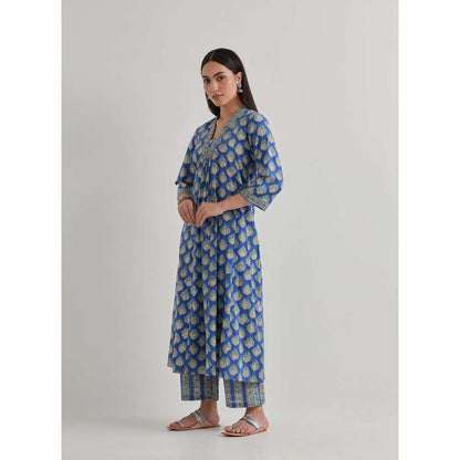 Priya Chaudhary Printed Navy Blue Kurtas