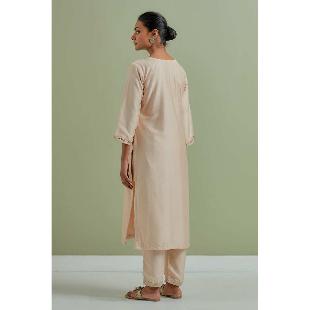 Priya Chaudhary Embroidered Beige Kurtas (Set of 3)