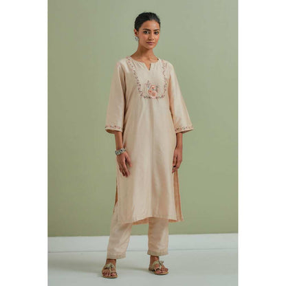 Priya Chaudhary Embroidered Beige Kurtas (Set of 3)
