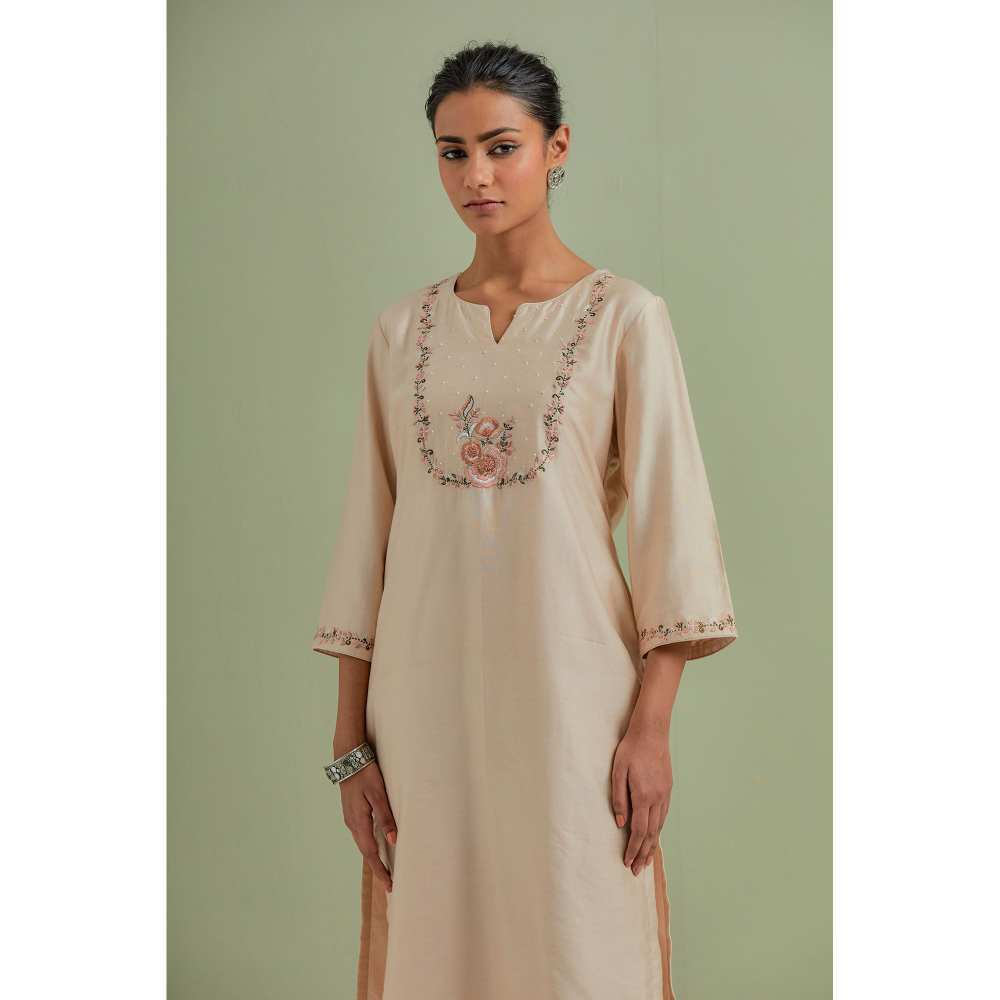 Priya Chaudhary Embroidered Beige Kurtas (Set of 3)