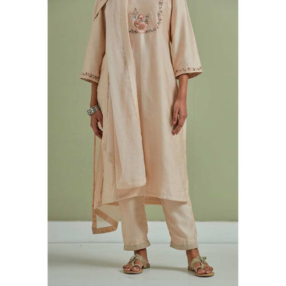 Priya Chaudhary Embroidered Beige Kurtas (Set of 3)