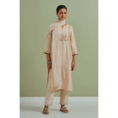 Priya Chaudhary Embroidered Beige Kurtas (Set of 3)
