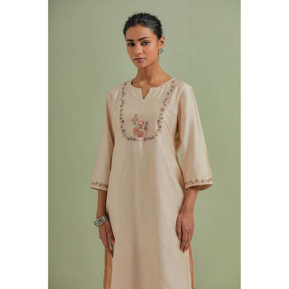 Priya Chaudhary Embroidered Beige Kurtas