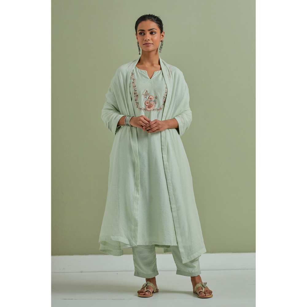 Priya Chaudhary Embroidered Green Kurtas (Set of 3)