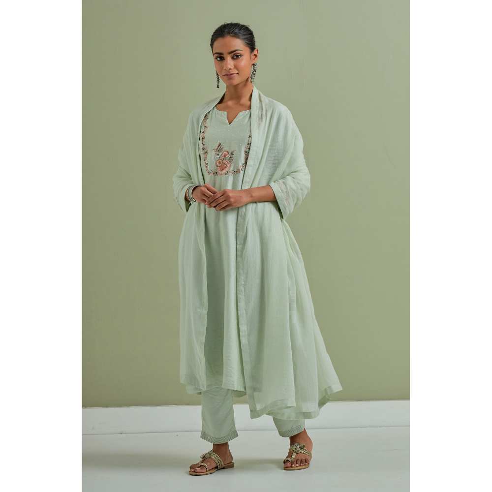 Priya Chaudhary Embroidered Green Kurtas (Set of 3)