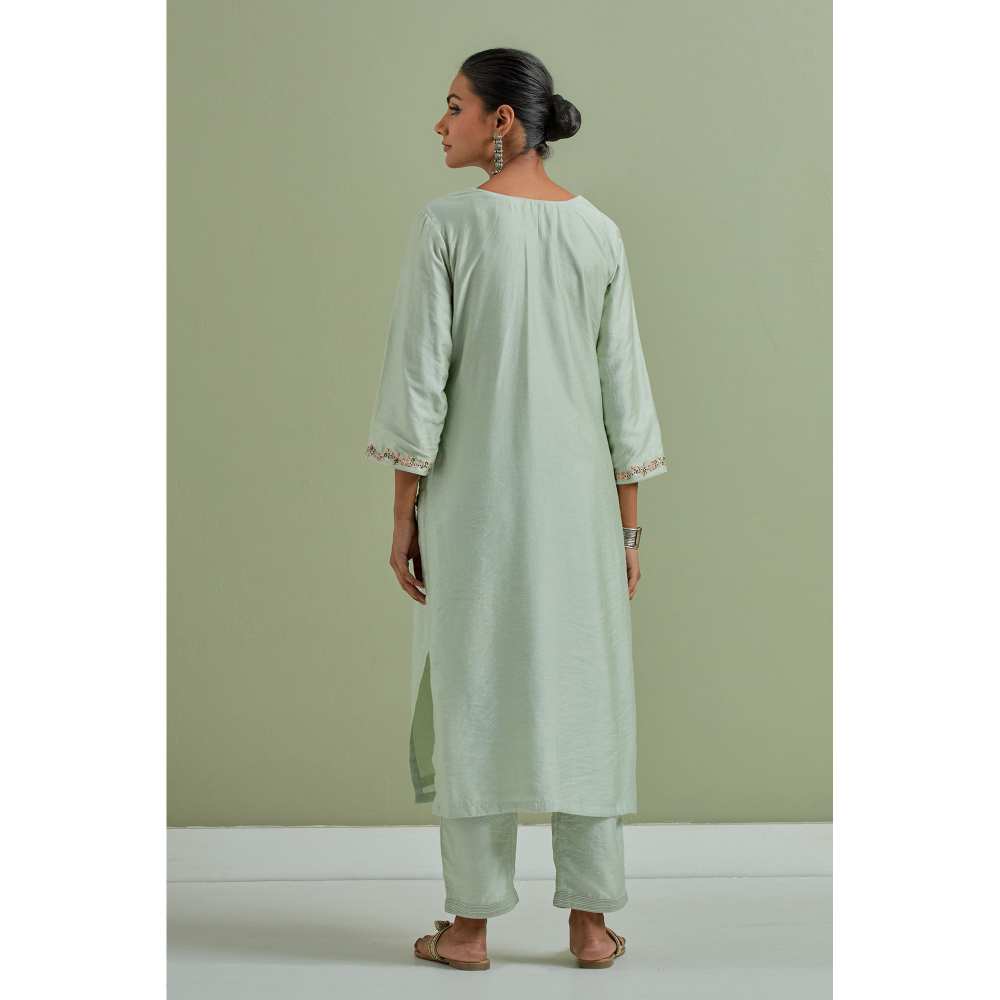 Priya Chaudhary Embroidered Green Kurtas (Set of 2)