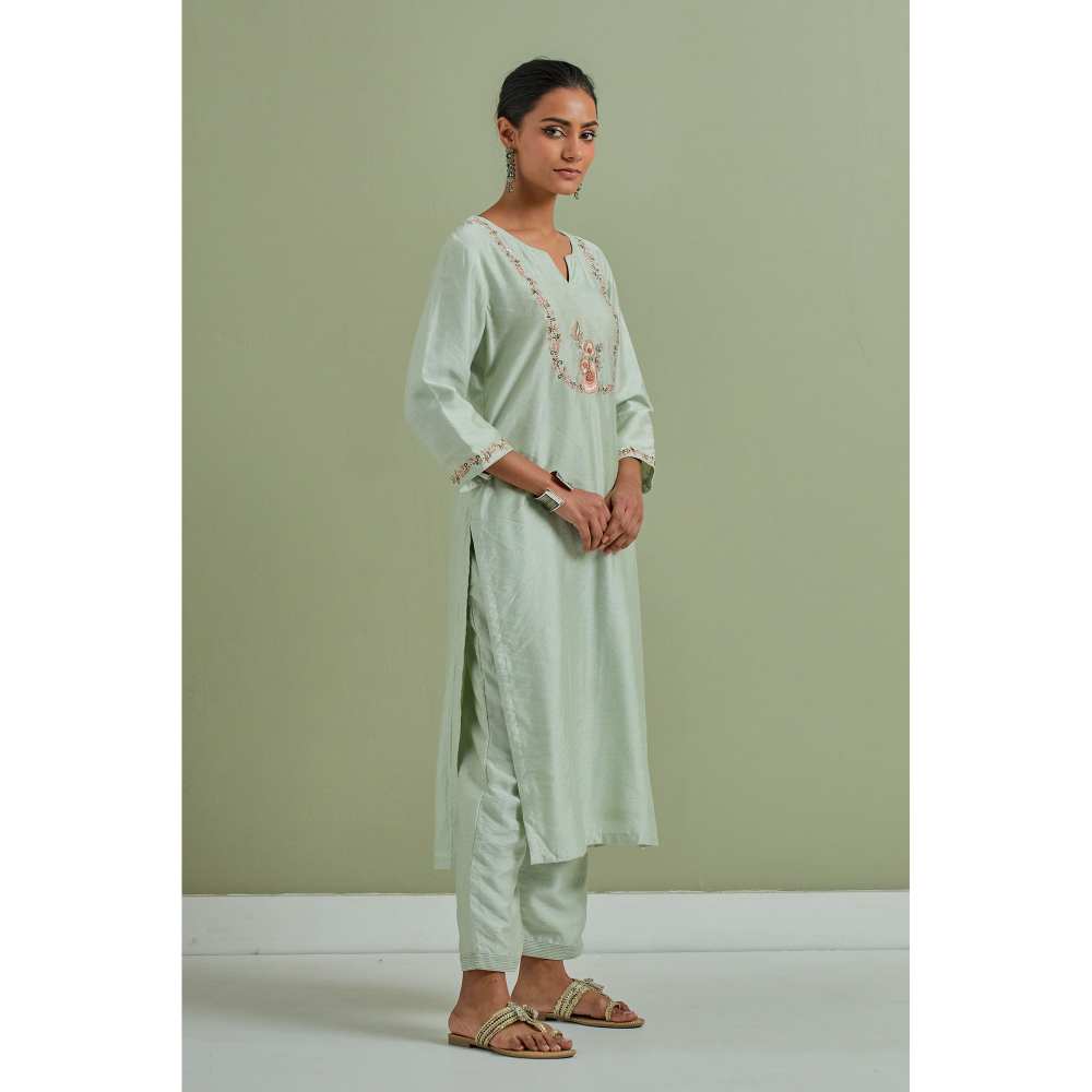 Priya Chaudhary Embroidered Green Kurtas (Set of 2)