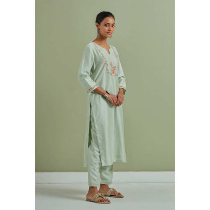 Priya Chaudhary Embroidered Green Kurtas (Set of 2)