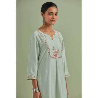 Priya Chaudhary Embroidered Green Kurtas (Set of 2)