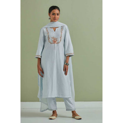 Priya Chaudhary Embroidered Powder Blue Kurtas (Set of 3)