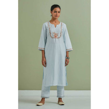 Priya Chaudhary Embroidered Powder Blue Kurtas (Set of 3)