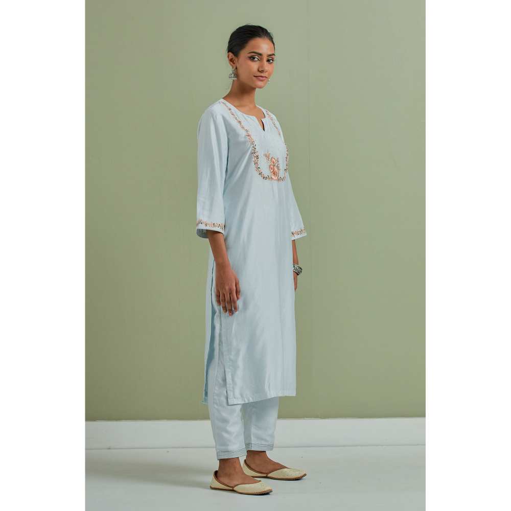 Priya Chaudhary Embroidered Powder Blue Kurtas (Set of 3)