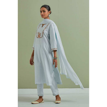 Priya Chaudhary Embroidered Powder Blue Kurtas (Set of 3)