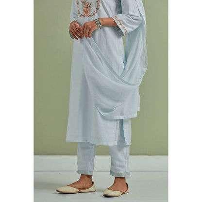Priya Chaudhary Embroidered Powder Blue Kurtas (Set of 3)