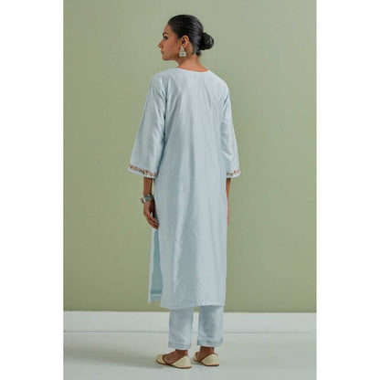 Priya Chaudhary Embroidered Powder Blue Kurtas