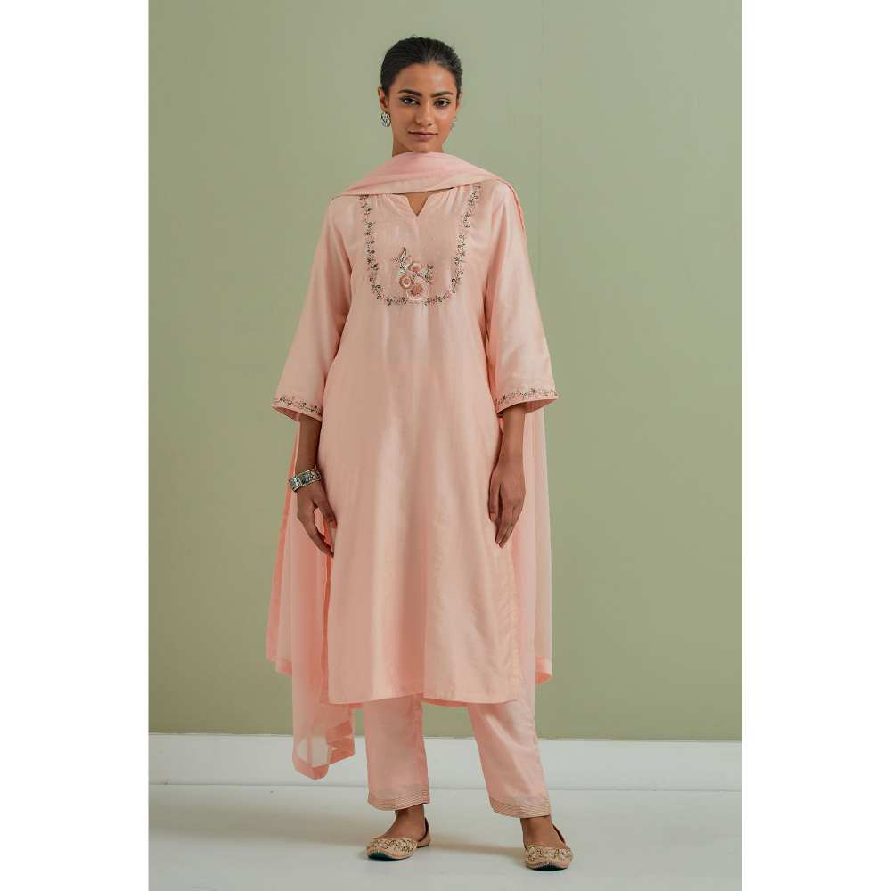 Priya Chaudhary Embroidered Peach Kurtas (Set of 3)