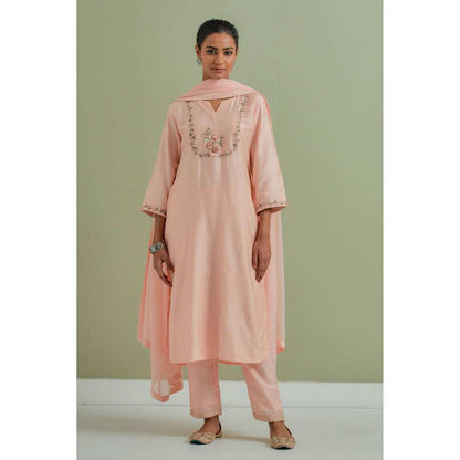 Priya Chaudhary Embroidered Peach Kurtas (Set of 3)
