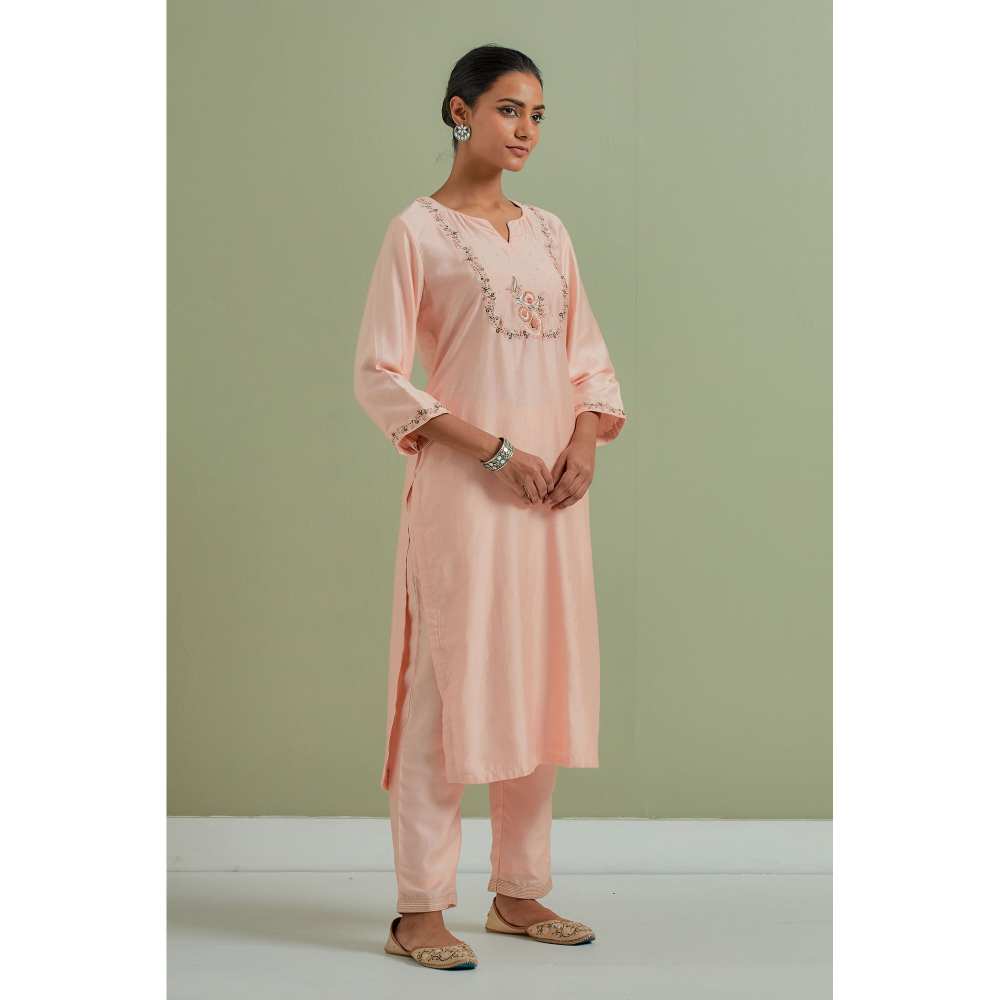 Priya Chaudhary Embroidered Peach Kurtas (Set of 3)