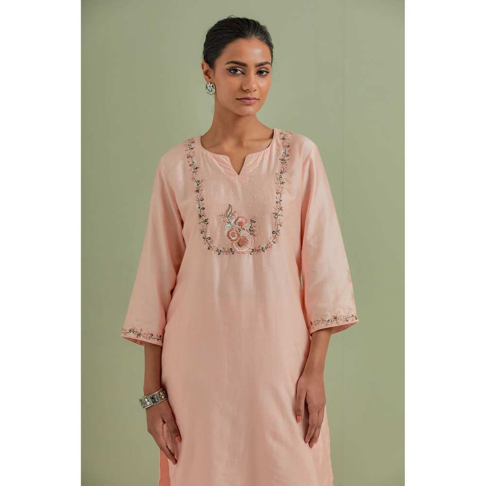 Priya Chaudhary Embroidered Peach Kurtas (Set of 3)