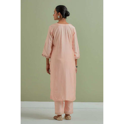 Priya Chaudhary Embroidered Peach Kurtas (Set of 3)
