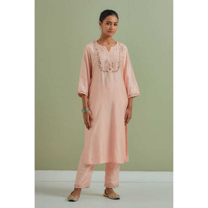 Priya Chaudhary Embroidered Peach Kurtas