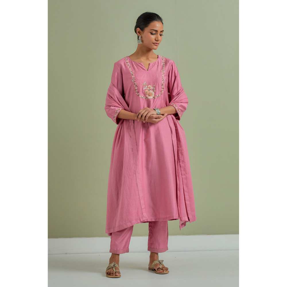 Priya Chaudhary Embroidered Pink Kurtas (Set of 3)